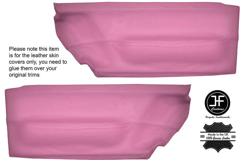PINK LEATHER 2X FRONT DOOR CARD TRIM  COVERS FITS VW BEETLE 1998-2010 CUSTOM NEW