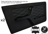 GREY DIAMOND STITCH 2X FRONT DOOR CARD LEATHER COVERS FOR BMW E30 COUPE