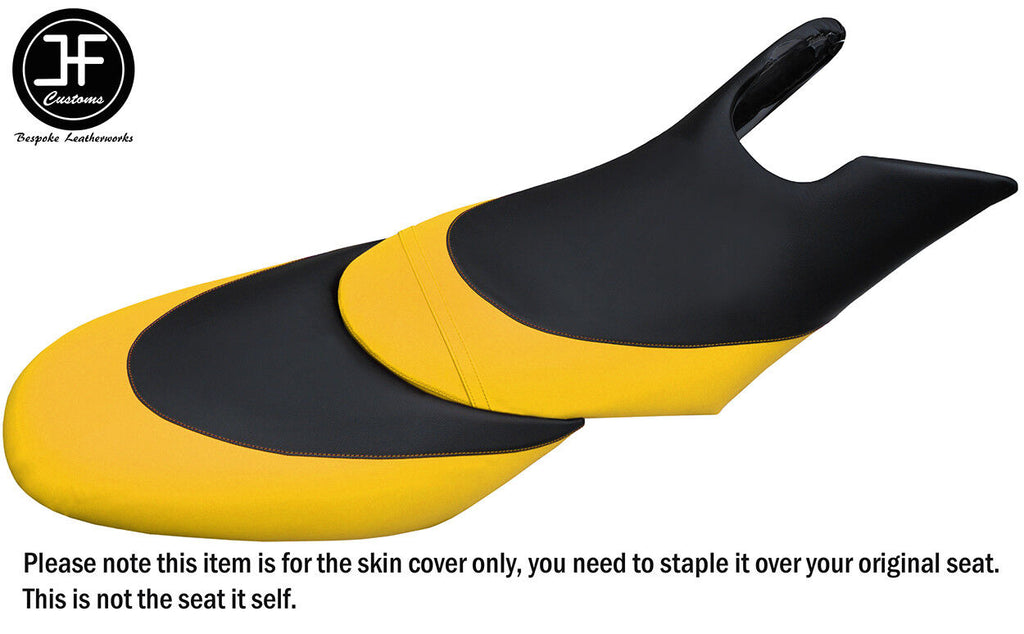 BLACK YELLOW CUSTOM FOR SEADOO 02-06 GTX DI 4-TEC FRONT + REAR VINYL SEAT COVERS