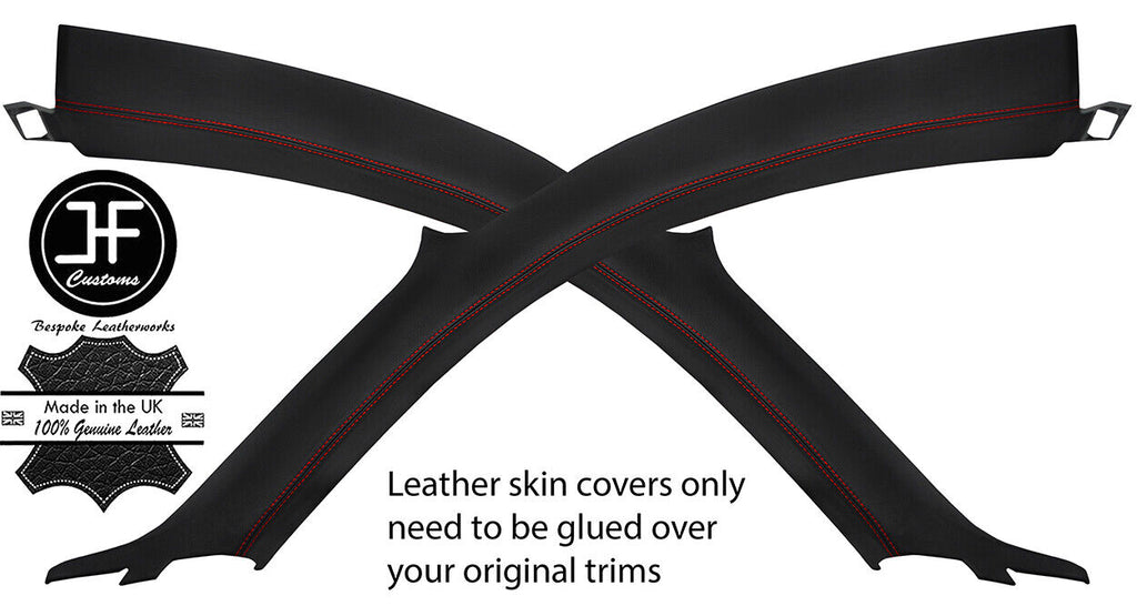 RED STITCH 2X A PILLAR LEATHER COVERS FOR AUDI TT MK1 98-06 COUPE STYLE 2