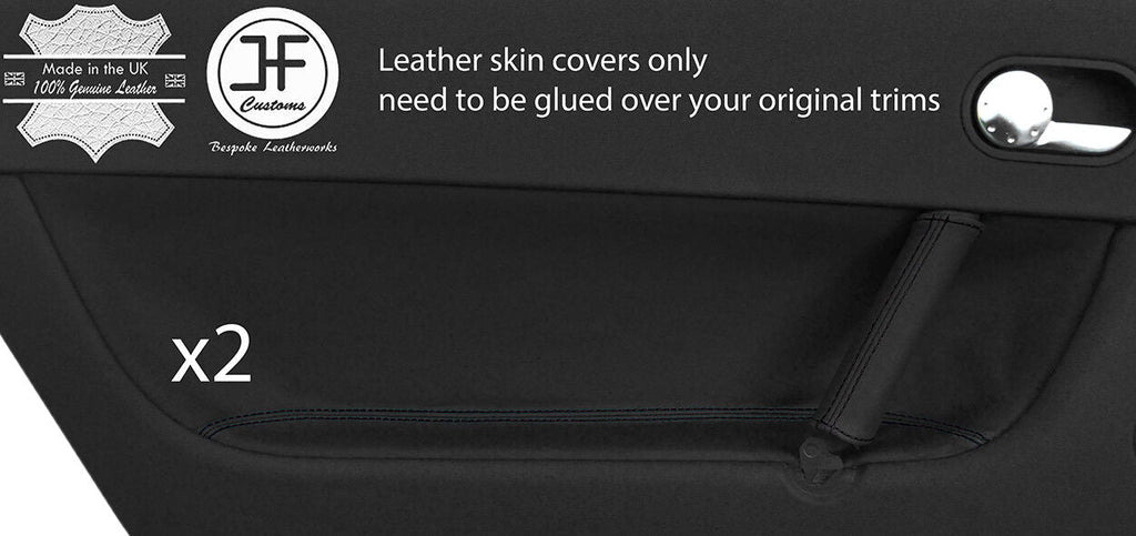 BLACK STITCH 2X FRONT DOOR CARD NAPPA LEATHER COVERS FITS AUDI TT MK1 98-06