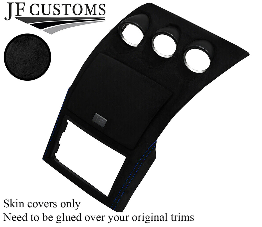 BLUE STITCH SUEDE DASH CONSOLE RADIO SURROUND COVER FOR NISSAN 350Z 33Z 03-09