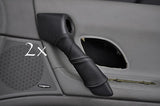 FITS RENAULT LAGUNA 2001-2005 2X DOOR HANDLE COVERS BLACK LEATHER grey stitching