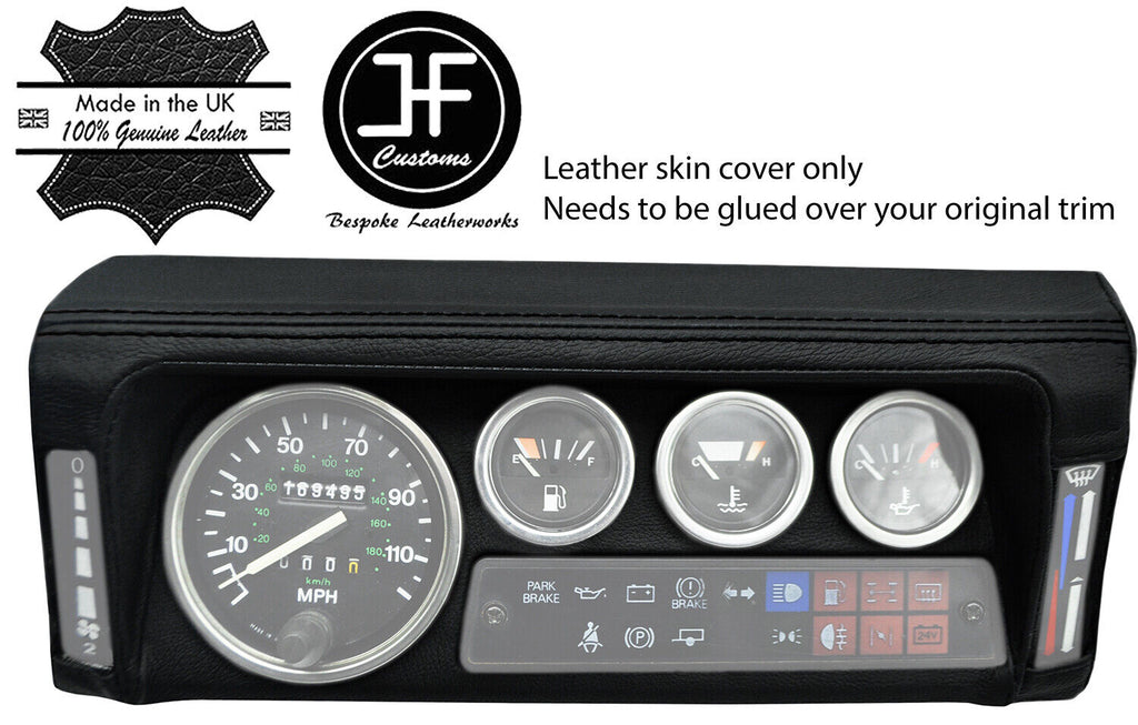 BLACK STITCH SPEEDO SURROUND TOP GRAIN LEATHER COVER FITS DEFENDER 90 110 83-06