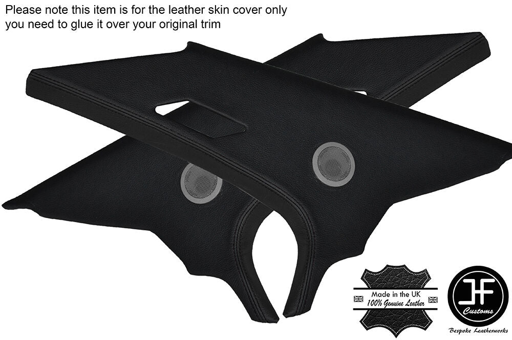 BLACK STITCH 2X REAR C PILLAR LEATHER SKIN COVERS FITS BMW E36 SALOON 1991-1998