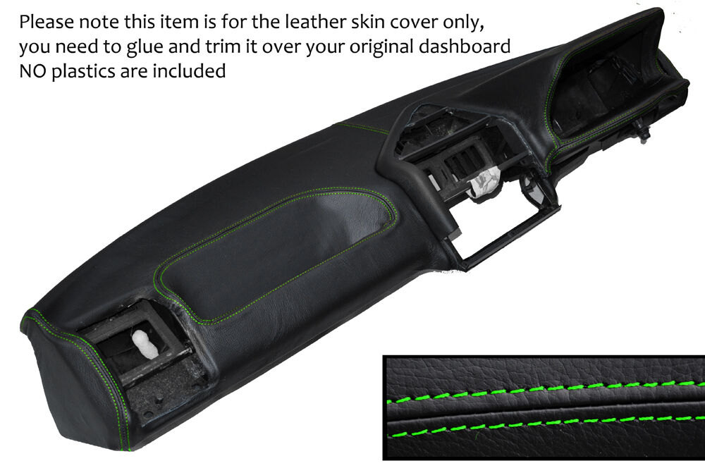 GREEN STITCH DASH DASHBOARD LEATHER SKIN COVER FITS PEUGEOT 205 MK2 1988-1994