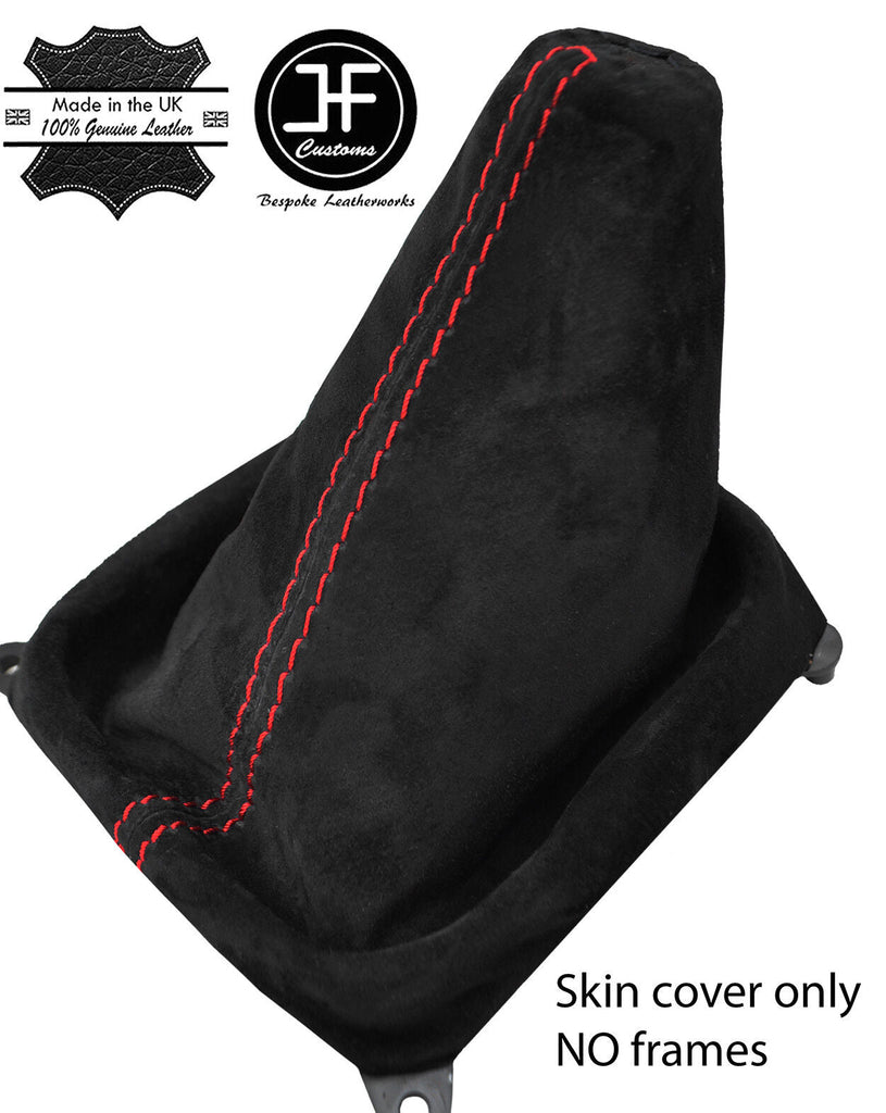 RED STITCHING REAL SUEDE MANUAL GEAR GAITER FITS MAZDA 323 323F 1998-2004