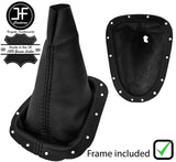 BLACK STITCH LEATHER GEAR GAITER+PLASTIC FRAME FITS RENAULT TWINGO 2007-2013