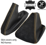 YELLOW STITCH CARBON VINYL & SUEDE GEAR HANDBRAKE GAITER FOR BMW E36 E46 91-05