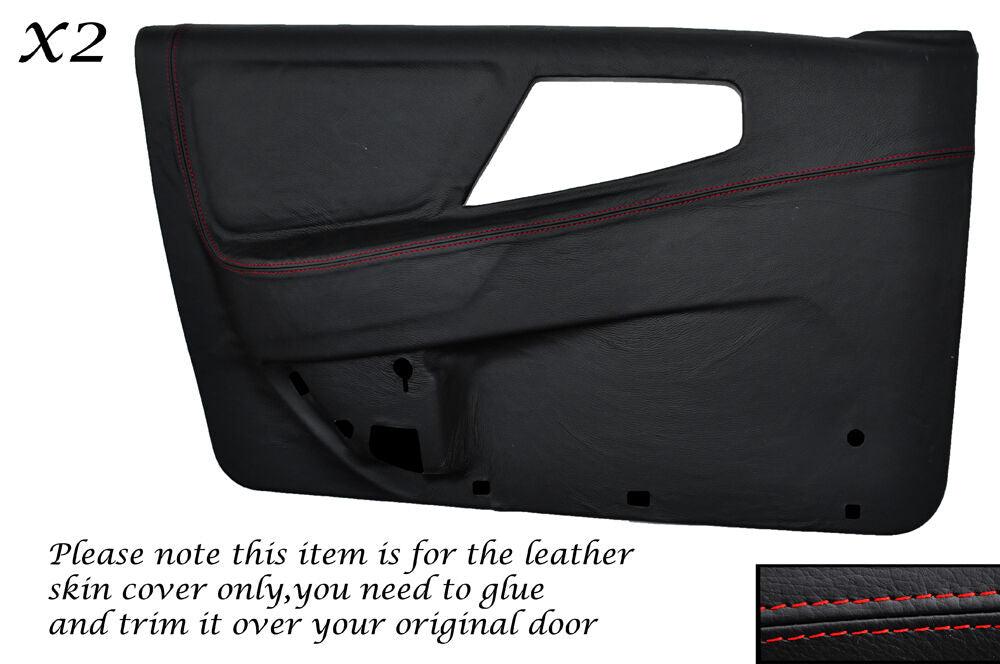 RED STITCHING 2X FRONT DOOR CARD COVERS FITS FORD SIERRA MK1 RS 4X4 5 DOOR
