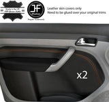 GREY STITCH 2X FRONT DOOR CARD TRIM LEATHER COVERS FOR VW CADDY MK3 2005-2015