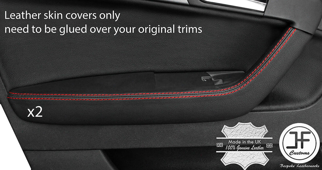 RED STITCH 2X FRONT DOOR HANDLE ARMREST LEATHER COVER FOR AUDI A3 04-12 5DOOR