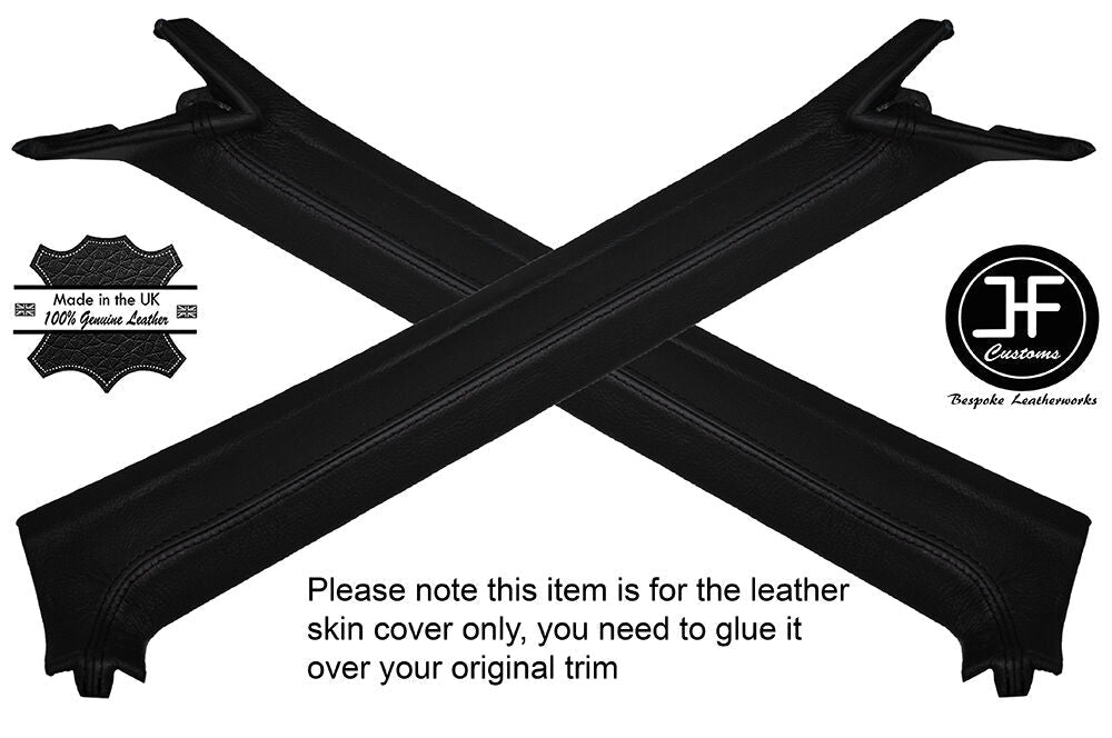BLACK STITCH 2X A POST PILLAR LEATHER SKIN COVERS FITS FORD MUSTANG COUPE 69-70