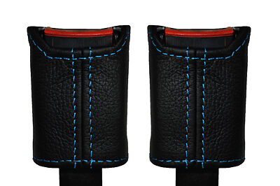 BLUE STITCH FITS VW T4 TRANSPORTER CARAVELLE CAMPER 2X FRONT SEAT BELT COVERS