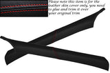 RED STITCHING FITS  MERCEDES 190 W201 2X WINDSCREEN PILLAR LTHR COVERS