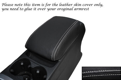 WHITE STITCHING FITS AUDI Q5 2008-2013+ LEATHER ARMREST SKIN COVER ONLY