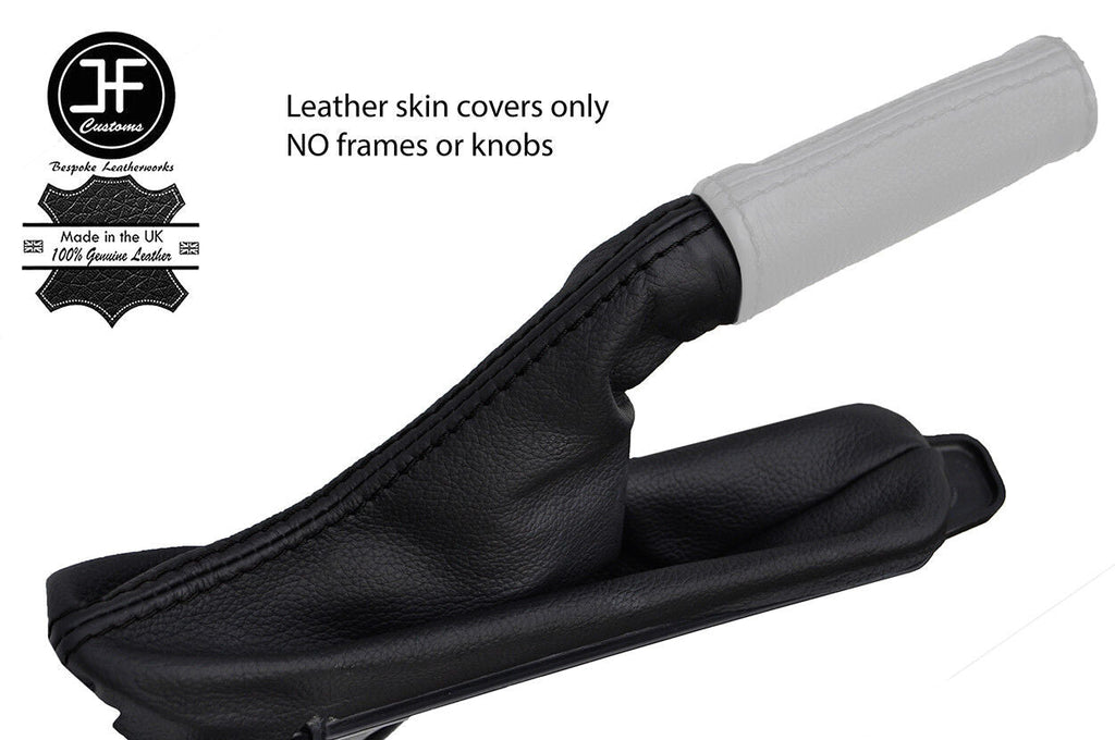 BLACK STITCHING TOP GRAIN LEATHER HANDBRAKE GAITER FITS FORD MUSTANG 2015-2017