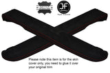 RED STITCH 2X FRONT DOOR ARMREST SUEDE COVERS FITS PORSCHE 911 964 993 89-97