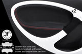 RED STITCH 2X FRONT DOOR CARD TRIM LEATHER COVERS FOR SMART FORFOUR 2014-2017