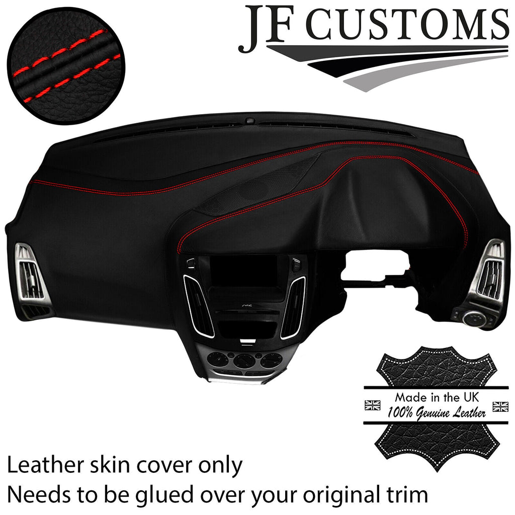 RED STITCH ITALIAN LEATHER DASH DASHBOARD COVER FOR FORD FOCUS MK3 11-18