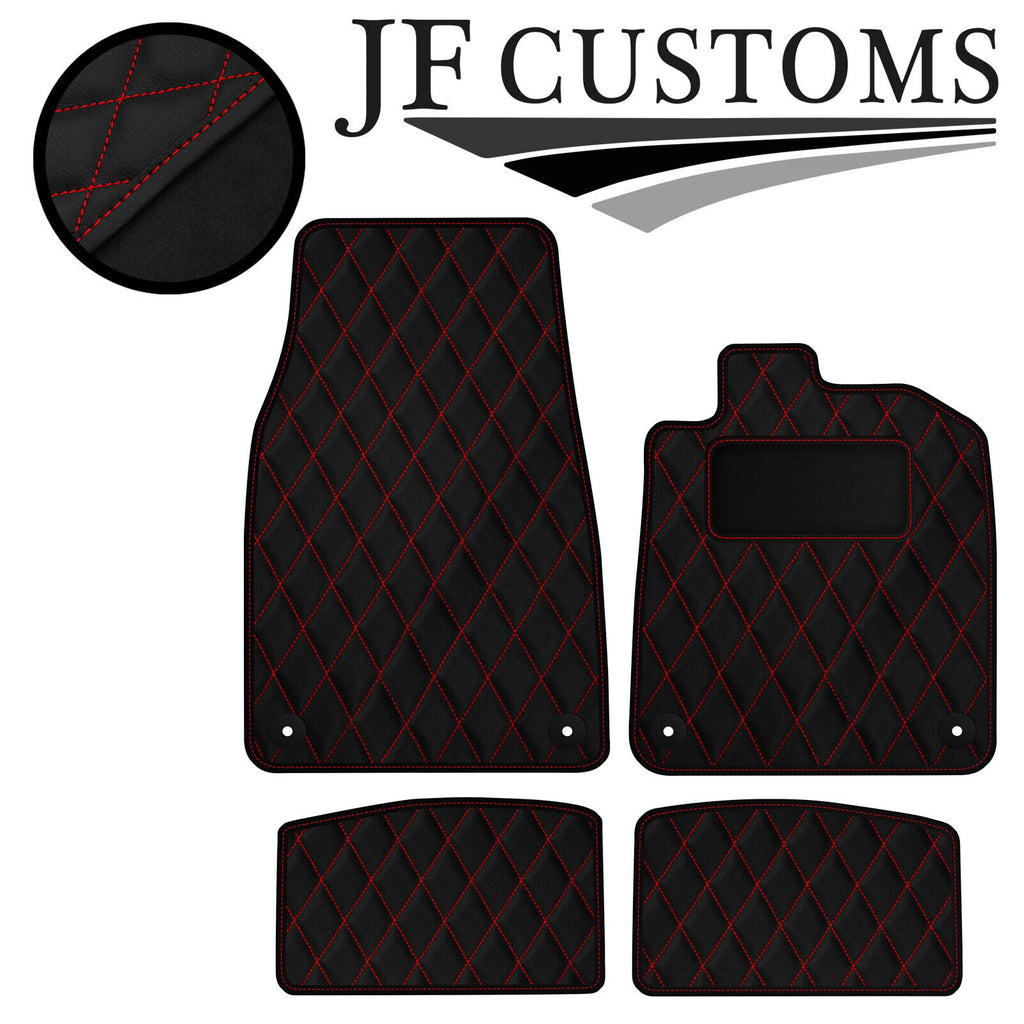 RED DIAMOND STITCH VINYL 4XTAILORED FLOOR CARPET FOR PORSCHE TAYCAN 19-21 JF1