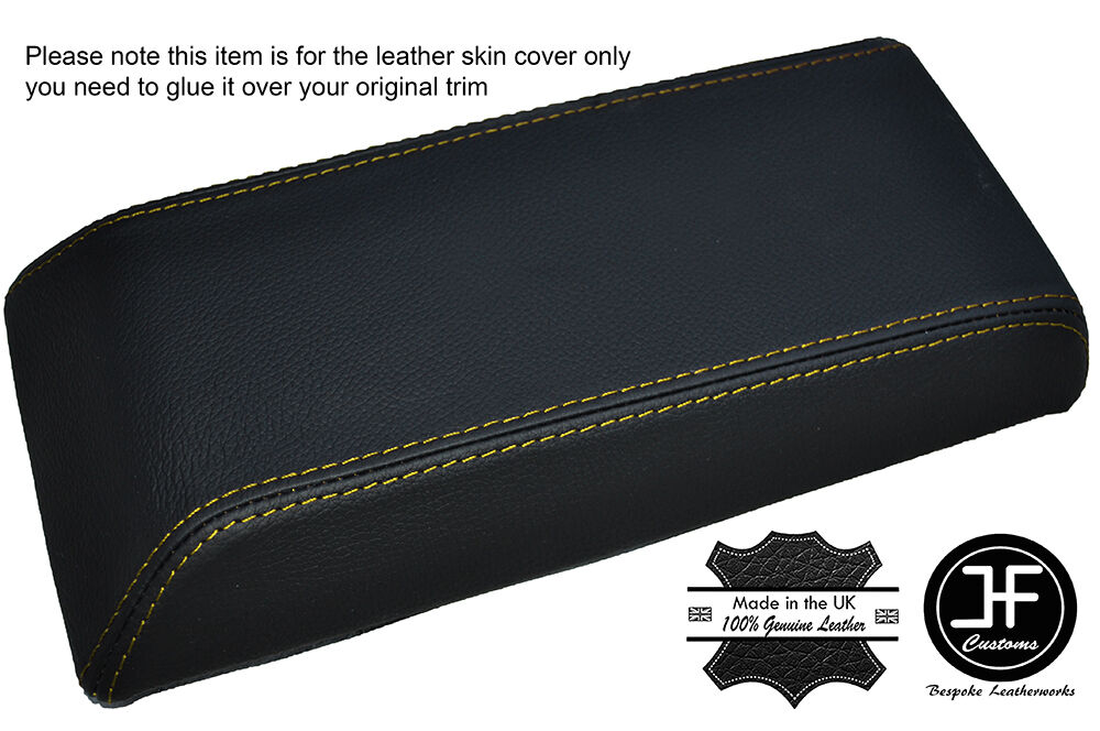 YELLOW STITCHING ARMREST LID LEATHER COVER FITS VOLVO 850 1991-1997 CUSTOM NEW