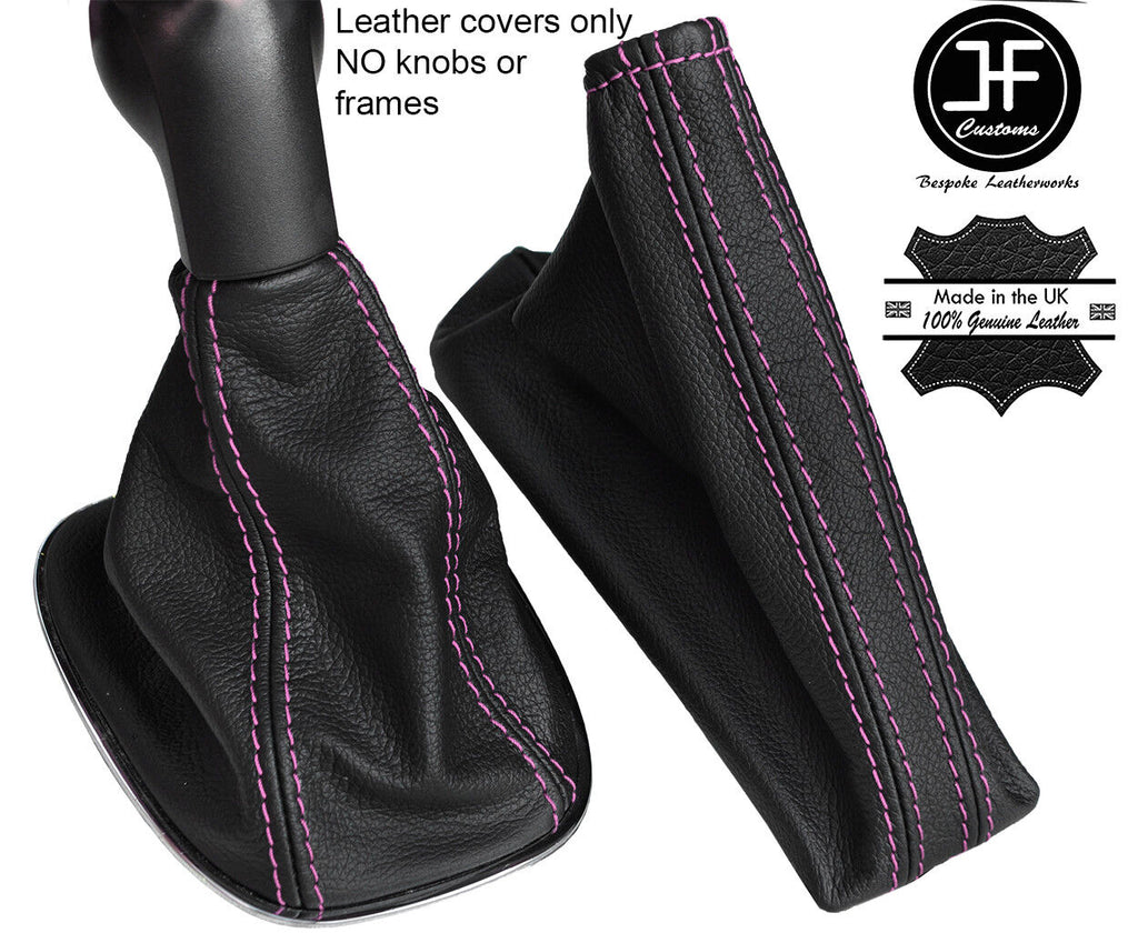 PINK STITCH TOP GRAIN LEATHER GEAR HANDBRAKE GAITER FOR VAUXHALL CORSA D 06-14