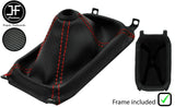 RED STITCH CARBON GEAR GAITER + PLASTIC FRAME +TOP RING FOR HONDA CRX DEL SOL