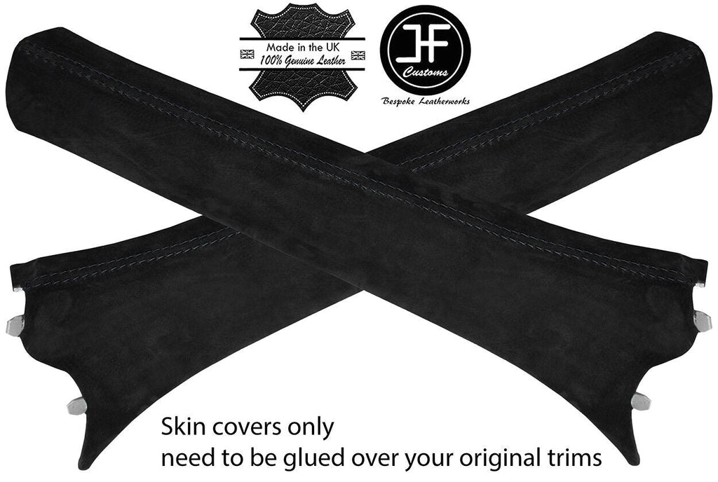 BLACK STITCHING 2X A PILLARS REAL SUEDE COVERS FITS SMART ROADSTER 2003-2005