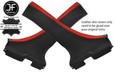 BLACK & RED LEATHER 2X LOWER B PILLAR COVERS FITS MITSUBISHI LANCER EVO 10 X
