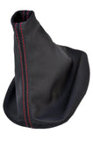 FITS LANCIA FULVIA BLACK LEATHER GEAR GAITER red stitch CUSTOM NEW MADE IN UK