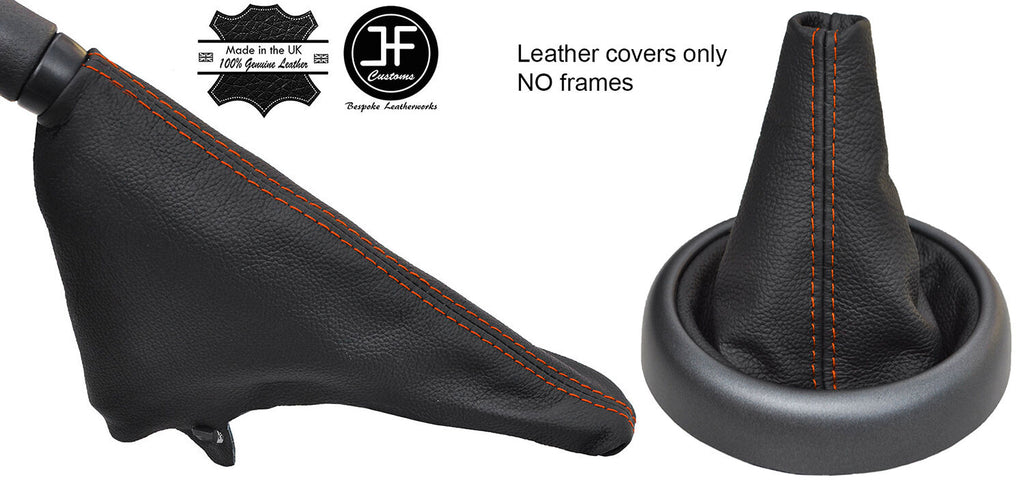 ORANGE STITCH TOP GRAIN REAL LEATHER GAITER SET FITS BMW MINI R50 R52 R53 01-06
