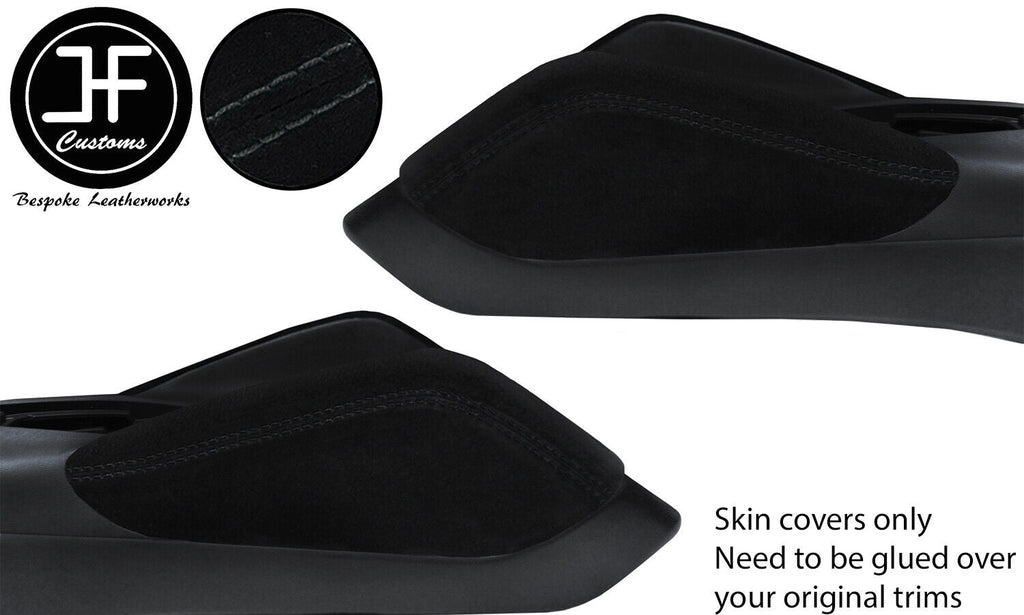BLACK DOUBLE STITCH 2X KNEE PAD SUEDE COVERS FOR CHEVROLET CAMARO 2016-2020