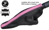 BLACK & PINK TOP GRAIN LEATHER HANDBRAKE GAITER FOR BMW MINI R50 R52 R53 01-06