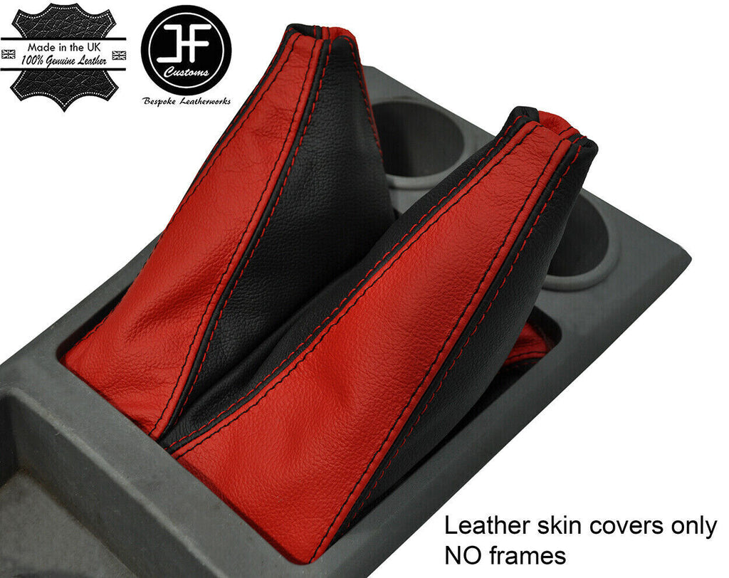 BLACK & RED  REAL LEATHER GEAR & HI LOW 4X4 GAITER FITS MAZDA BT-50 2006-2011