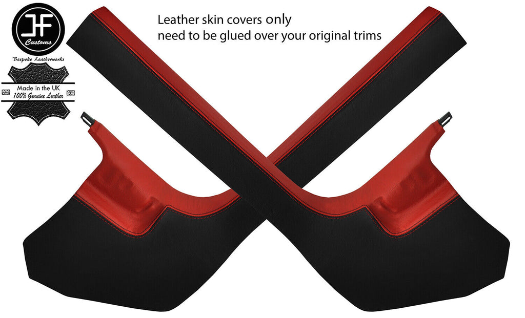 BLACK & RED 2X LOWER SIDE KICK PANEL SILL LEATHER COVER FOR AUDI A4 B8 08-15