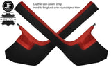 BLACK & RED 2X LOWER SIDE KICK PANEL SILL LEATHER COVER FOR AUDI A4 B8 08-15