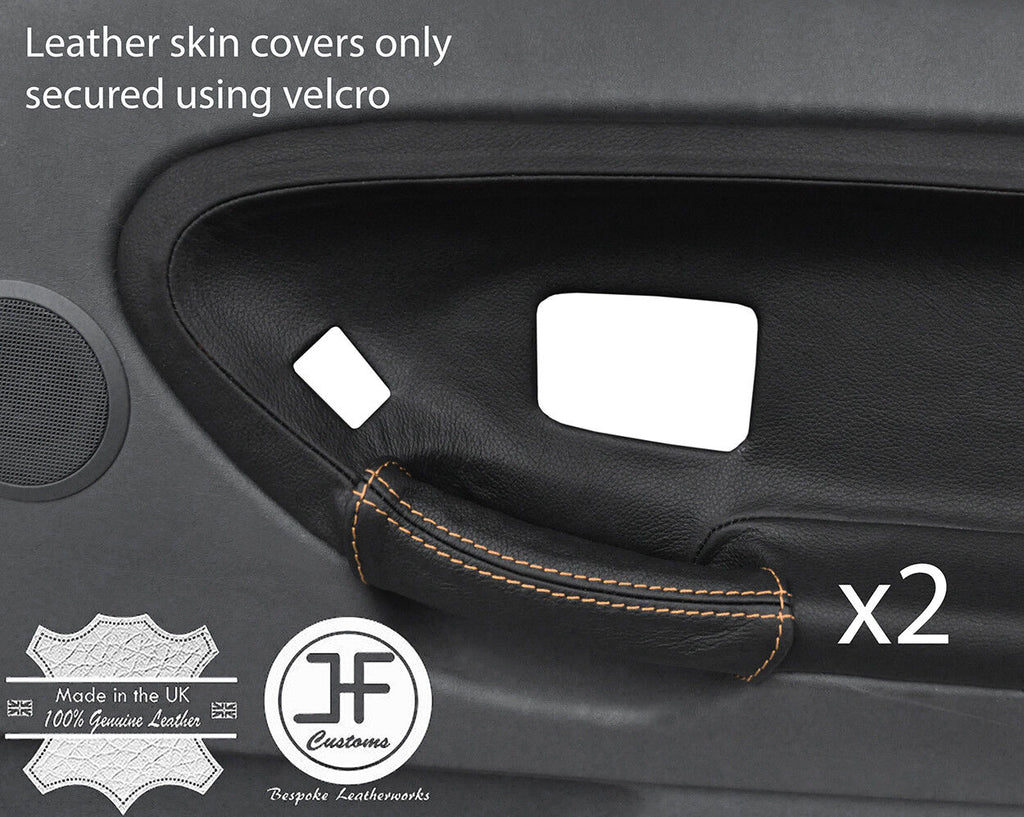 BEGE STITCH 2X FRONT DOOR HANDLE LEATHER COVERS FITS BMW E36 SALOON TOURING
