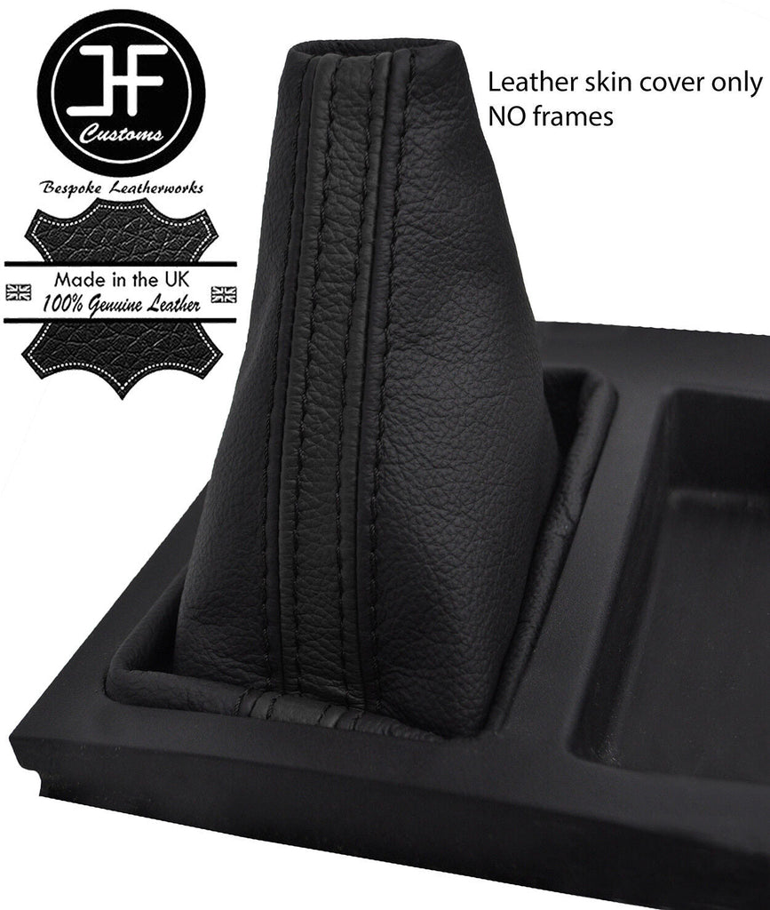 BLACK & BLACK STRIPE TOP GRAIN REAL LEATHER GEAR GAITER COVER FOR MAZDA 3 03-08