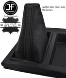 BLACK & BLACK STRIPE TOP GRAIN REAL LEATHER GEAR GAITER COVER FOR MAZDA 3 03-08