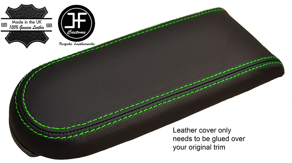 GREEN STITCH REAL LEATHER ARMREST LID COVER FOR VW GOLF MK4 JETTA GTI 1998-2005
