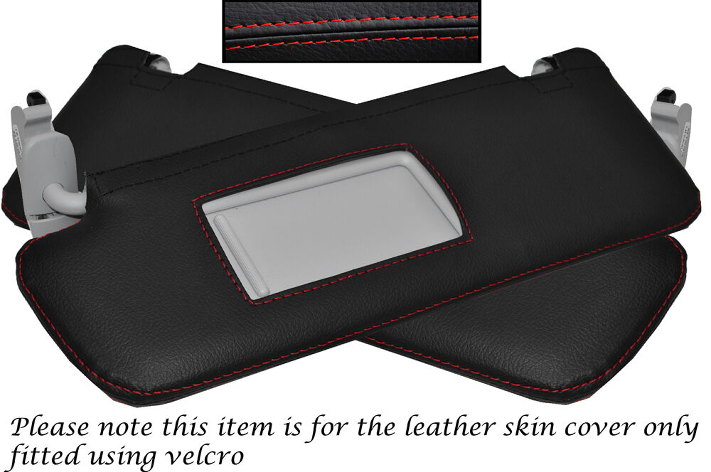 RED STITCHING  2X SUN VISORS LEATHER SKIN COVERS FITS AUDI A5 2007-2011