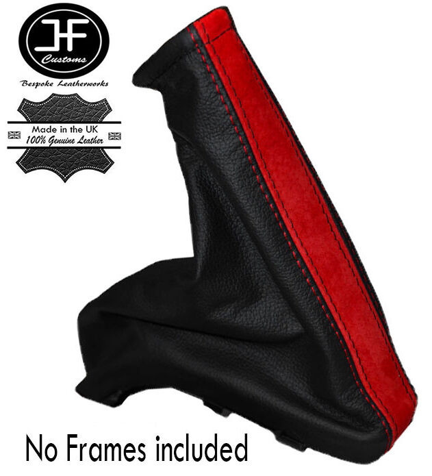 BLACK LEATHER & RED SUEDE HANDBRAKE GAITER FITS VAUXHALL ASTRA G MK4 COUPE