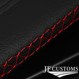 FOR CHEVROLET CAMARO 16-20 RED CROSS STITCH LEATHER 2X SUN VISOR COVERS