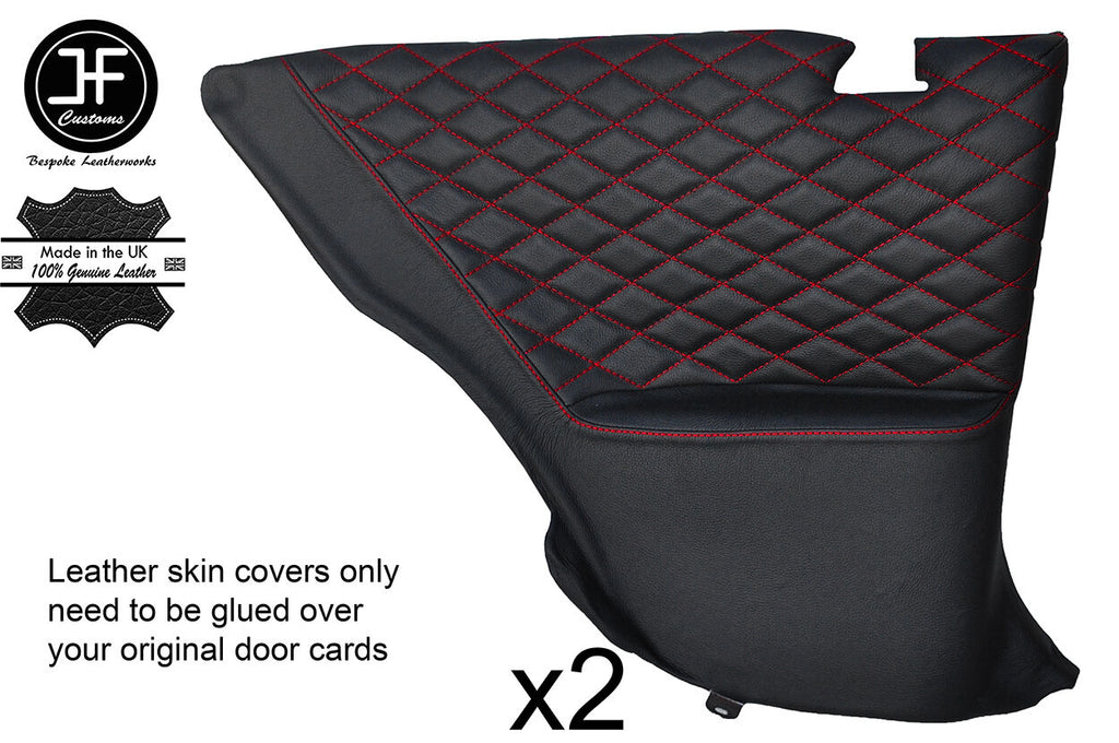 RED DIAMOND STITCH 2X REAR DOOR CARD LTHR COVER FOR TOYOTA LEXUS SOARER 90-00