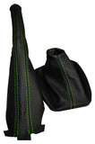 GREEN DOUBLE STITCH FITS VW GOLF MK4 4 IV BORA 98-05 LEATHER GEAR + HANDBRAKE