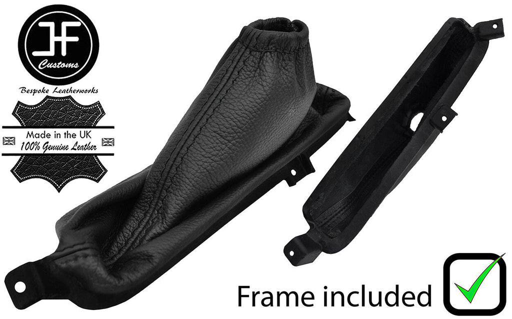 BLACK STITCH LEATHER HANDBRAKE GAITER + PLASTIC FRAME FOR KIA SORENTO MK1 02-09