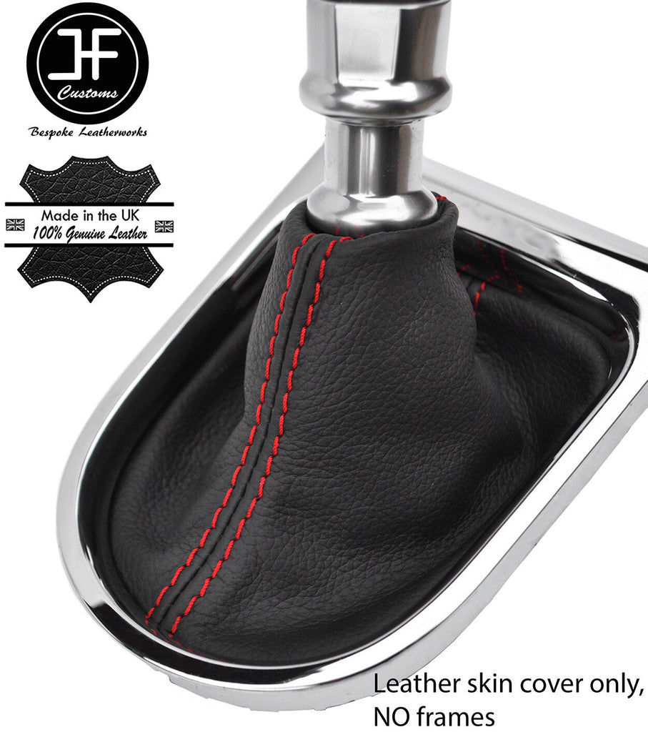 RED STITCH TOP GRAIN REAL LEATHER MANUAL GEAR GAITER FITS FORD MUSTANG 15-17