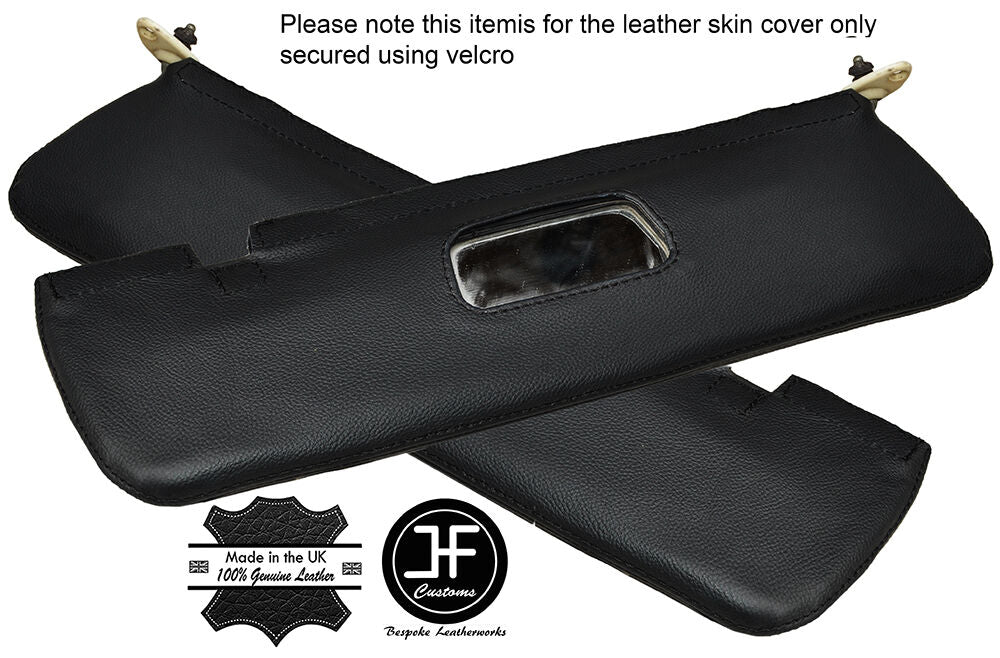 BLACK STITCHING 2X SUN VISORS LEATHER COVERS FITS BMW 2002 2002 TII CUSTOM NEW