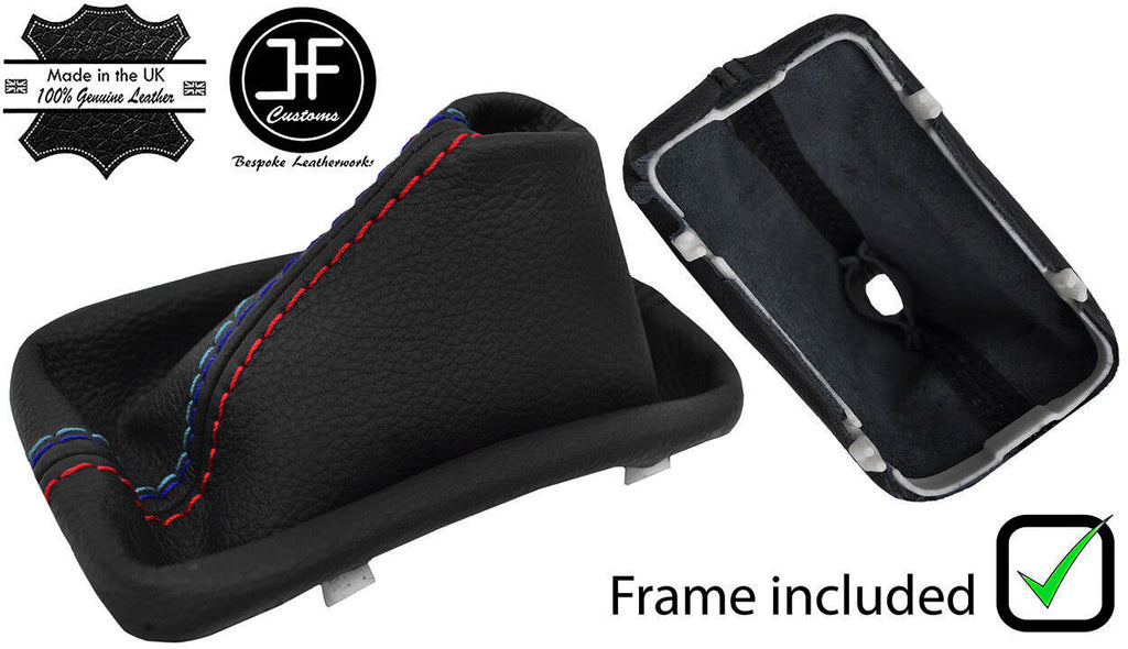 BLACK & TRI STITCH LEATHER AUTOMATIC GEAR PLASTIC FRAME FOR BMW X5 E53 00-06